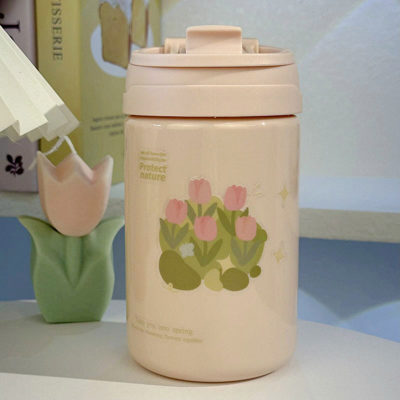 Ladies Insulated Travel Mug BPA-Free Plastic Self-Seal Spill-Proof Double-Walled Coffee Cup