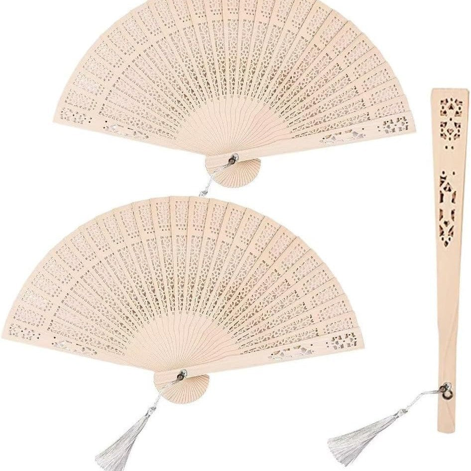 Ladies Decorative Hand Fan Filigree Wood Elegant Lightweight Portable
