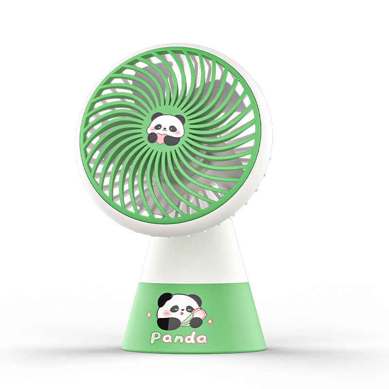 Portable Table Fan Battery Operated Panda Design 3-Speed Lightweight