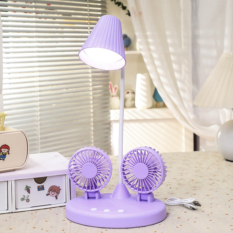 Multifunctional Table Lamp with Integrated Fans USB LED Light and Cooling for Bedroom or Office