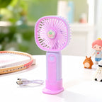 Portable USB Hand Fan with Cute Bear Design Compact Quiet Swivel Head for Women