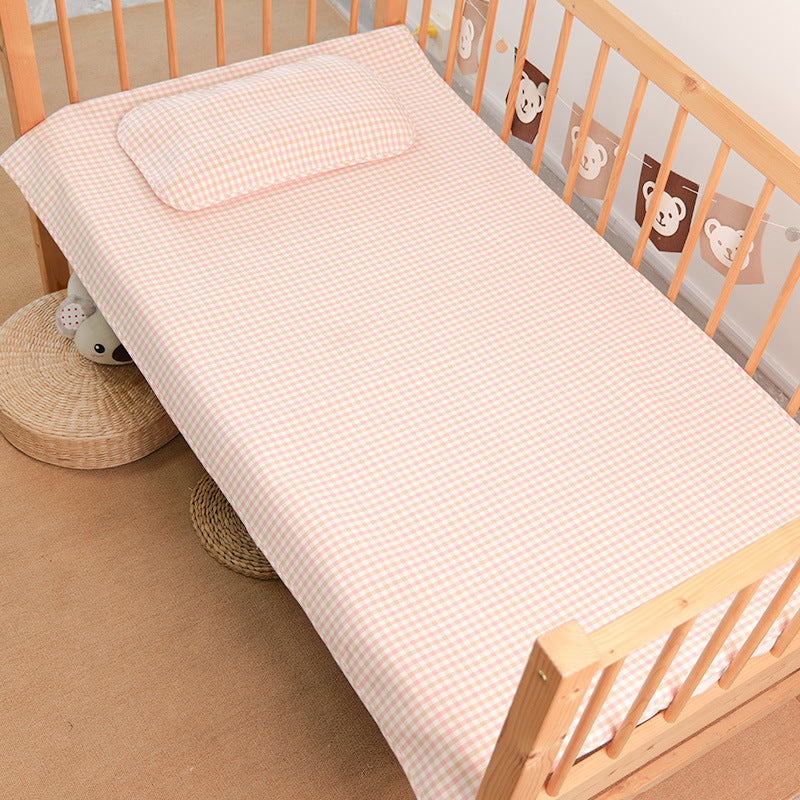 Bowlift Baby Bedding Set 100% Cotton Checked Design with Pillowcase for Crib Nursery