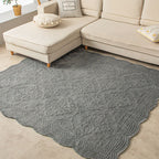 Decorative Living Room Rug Soft Microfiber Embossed Floral Non-Slip Backing