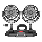 Dual-Head USB Rechargeable Table Fan Portable Adjustable 3-Speed Compact Desk Fan