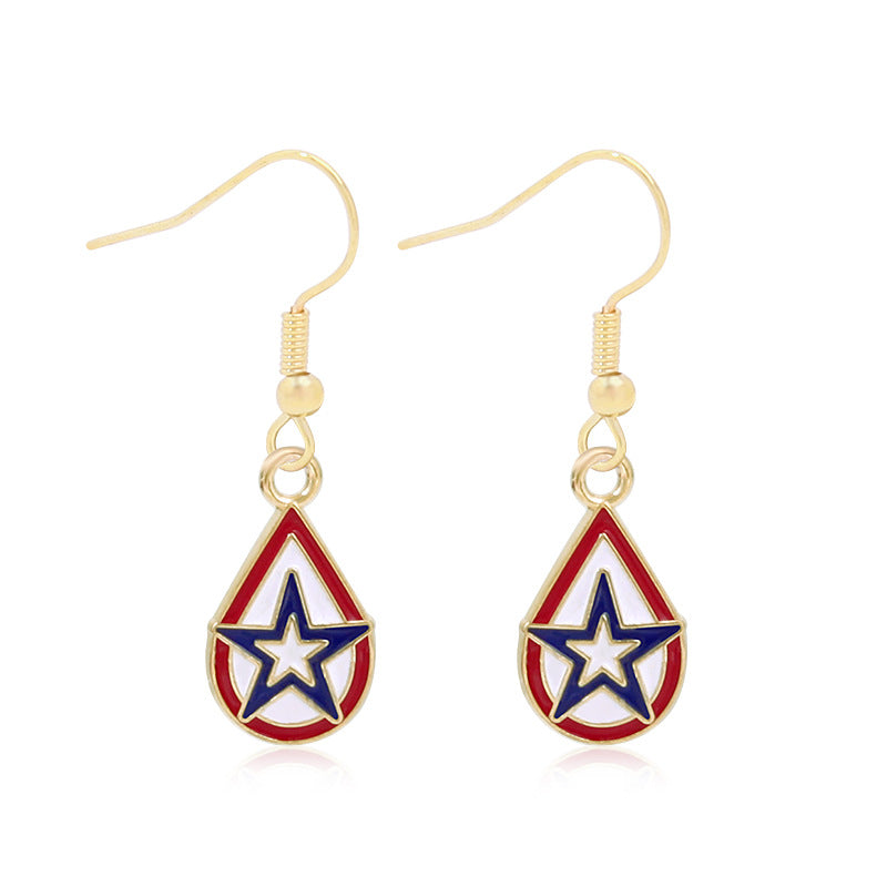 Women's Lightweight Star Earrings Enamel Flag Design Fishhook Closure Zinc Alloy