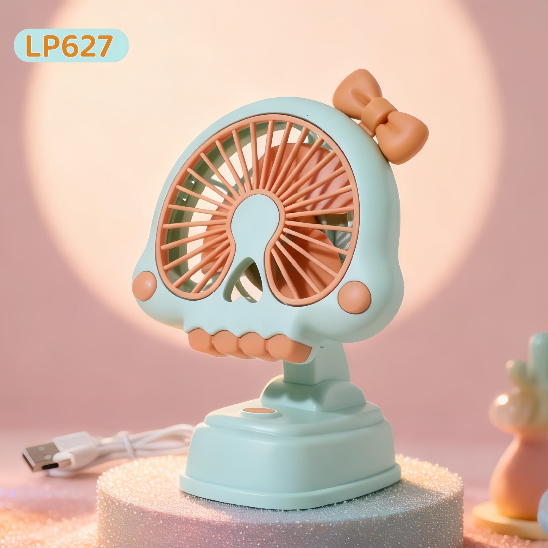 Women's Mini USB Table Fan Creative Skull Design Portable Adjustable Tilt