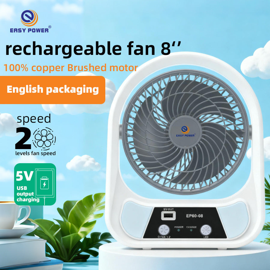 Harrow Portable Table Fan Battery Operated USB Rechargeable Compact Lightweight