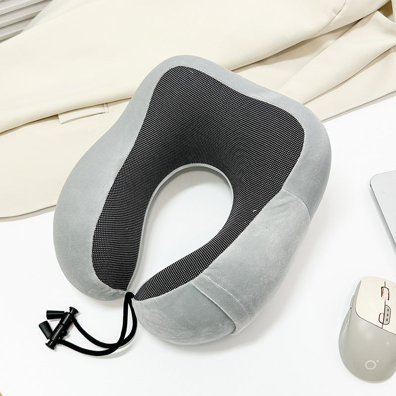 Unisex Memory Foam Travel Neck Pillow with Adjustable Straps and Breathable Cover