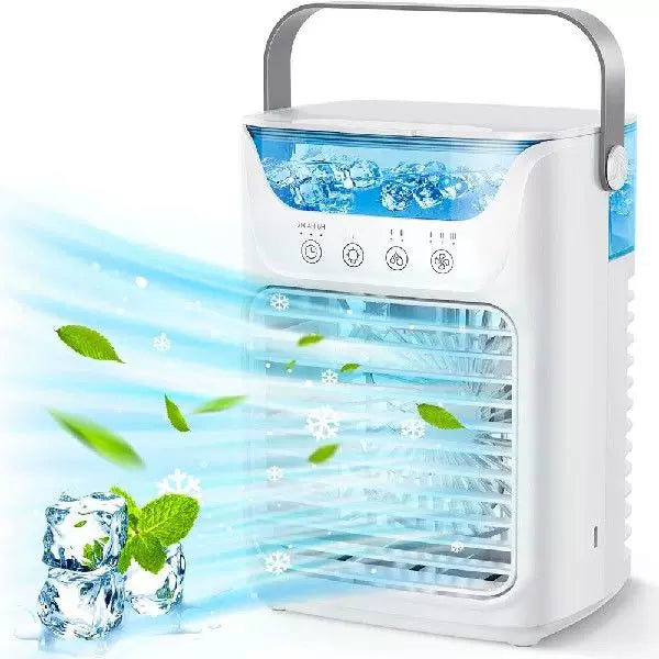 Portable Evaporative Air Cooler with Removable Ice Container Whisper-Quiet Fan Compact Personal Cooler