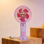 Portable Rechargeable Hand Fan for Women with Playful Horse Motif Multiple Speeds Compact Design