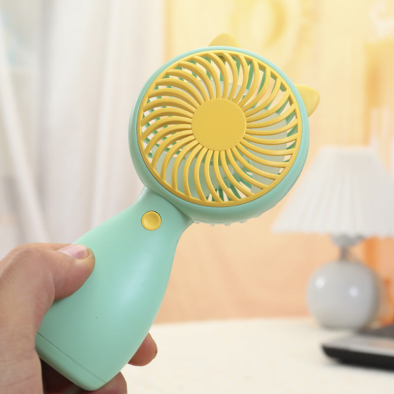 Portable Table Fan Rechargeable Quiet Compact Desk Fan with Cute Ears for Home Office