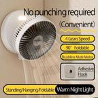 Rechargeable Foldable USB Type C Desk Fan with Adjustable Tilt and LED Night Light