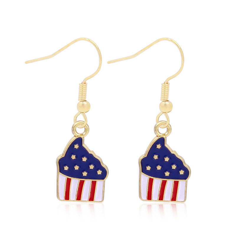 Women's Lightweight Star Earrings Enamel Flag Design Fishhook Closure Zinc Alloy