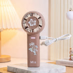 Women's Portable Handheld Fan Cute Animal Design USB Rechargeable Lightweight Compact