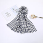 Women's Checked Scarf Soft Lightweight Black and White Cozy Wrap Shawl