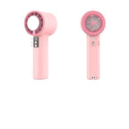 Women Multifunctional Hand Fan Portable Rechargeable Digital Display Pink Compact
