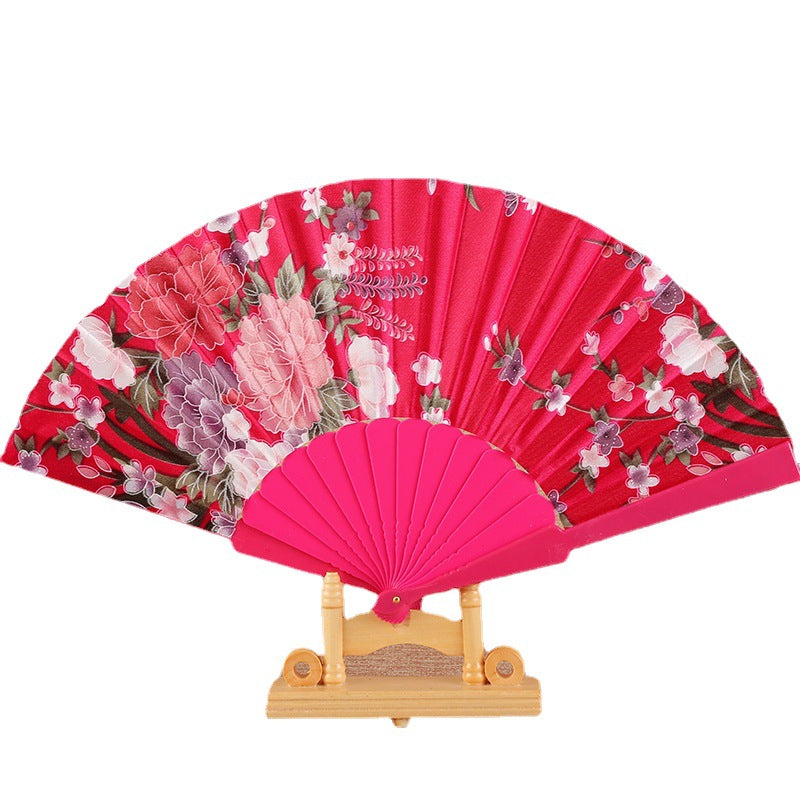 Ladies Decorative Folding Fan Lightweight Floral Design Compact Accessory