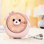 Portable Desk Fan Cute Animal Design USB-Powered Adjustable Tilt Compact Personal Cooling Fan