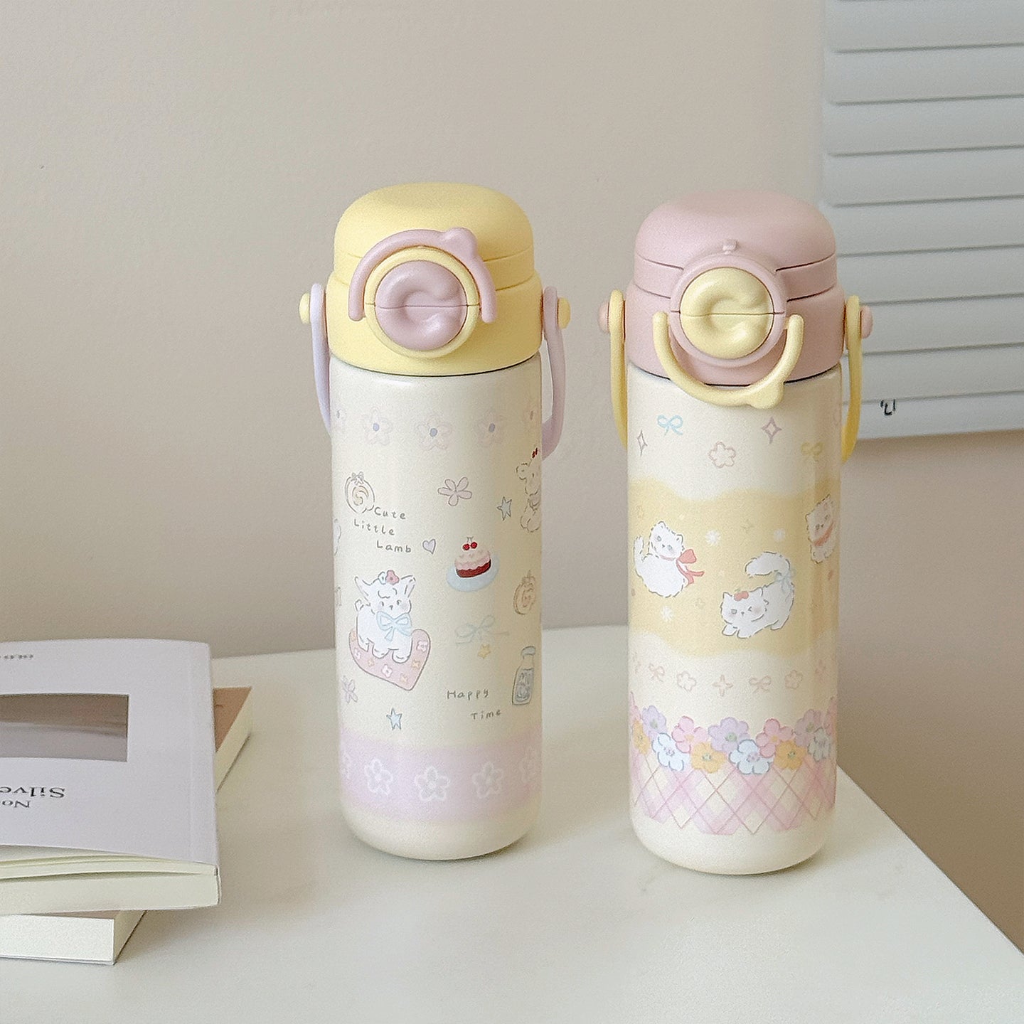 Women's Insulated Coffee Mug with Leak-Proof Lid and Unique Animal Design Portable Handle