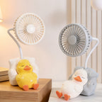 Ladies Table Fan USB Powered Cute Duck Design Quiet Operation Adjustable Tilt
