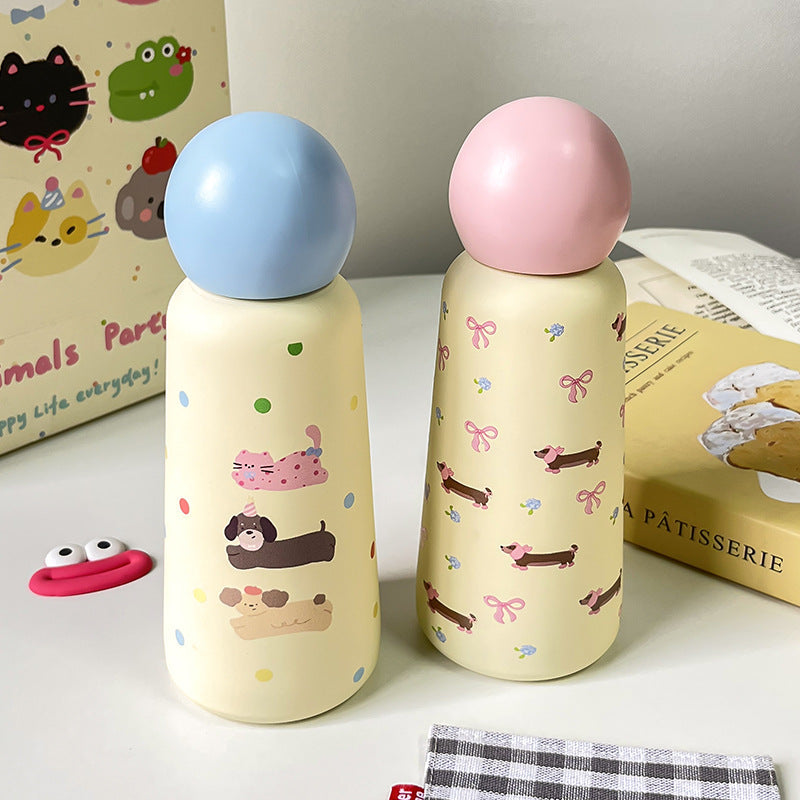 Insulated Ladies Water Bottle BPA-Free Plastic Flip-Top Lid Ergonomic Animal Design