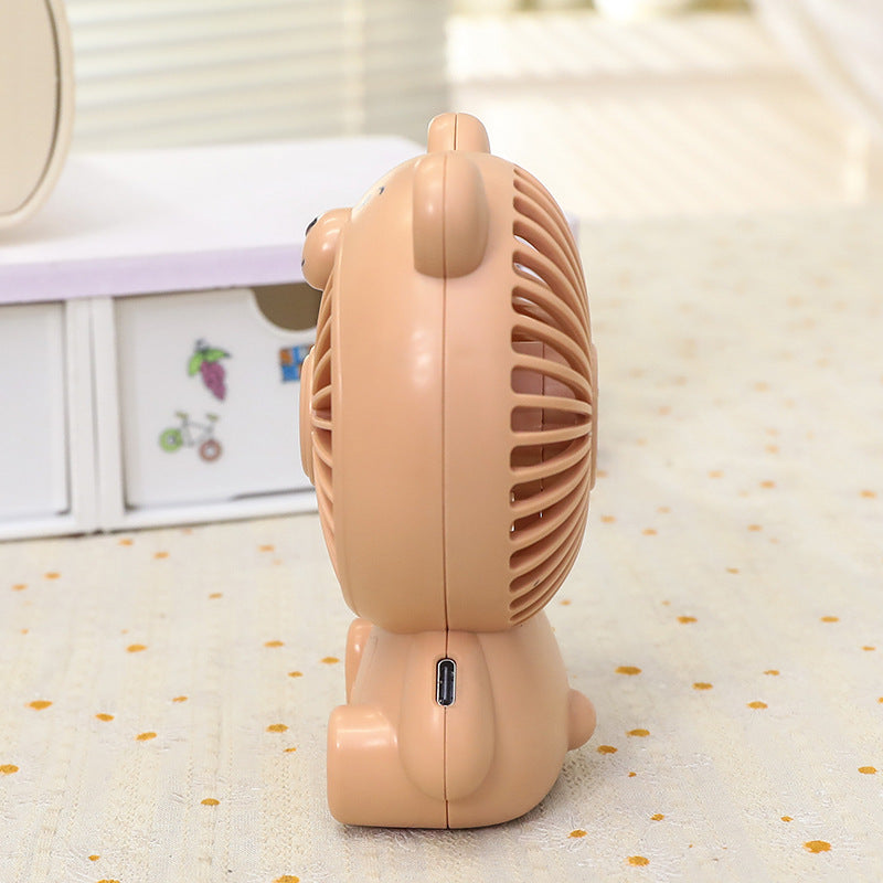 Portable Rechargeable Bear Table Fan USB Quiet Motor Child-Friendly Design