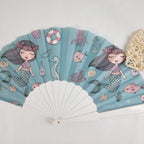 Women’s Foldable Hand Fan with Shimmering Scale Pattern Lightweight Portable