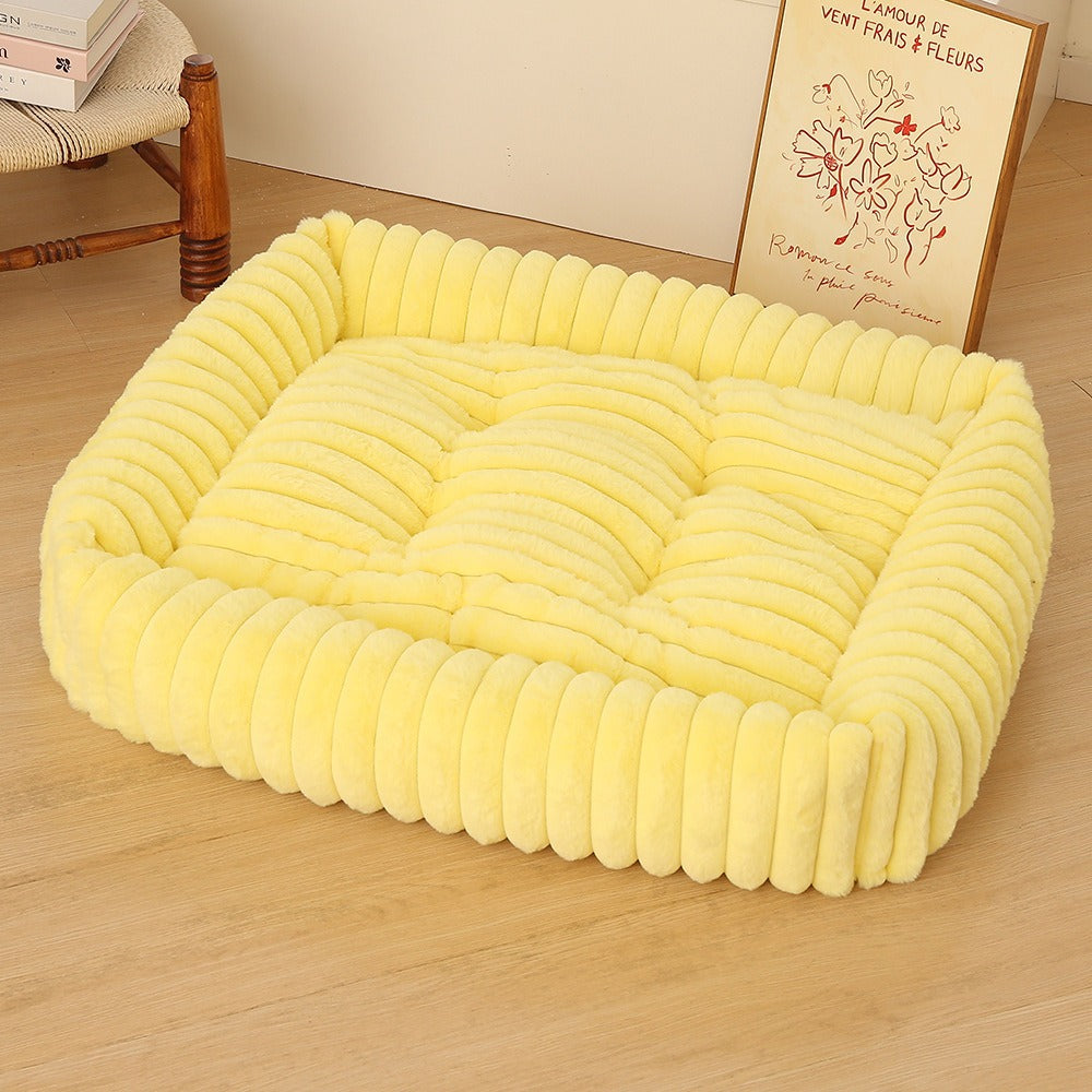 Plush Pet Bed with High Edge Non-Slip Bottom Soft Cozy Dog Cat Bed