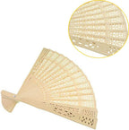 Ladies Decorative Hand Fan Wooden Intricate Cutout Lightweight Portable