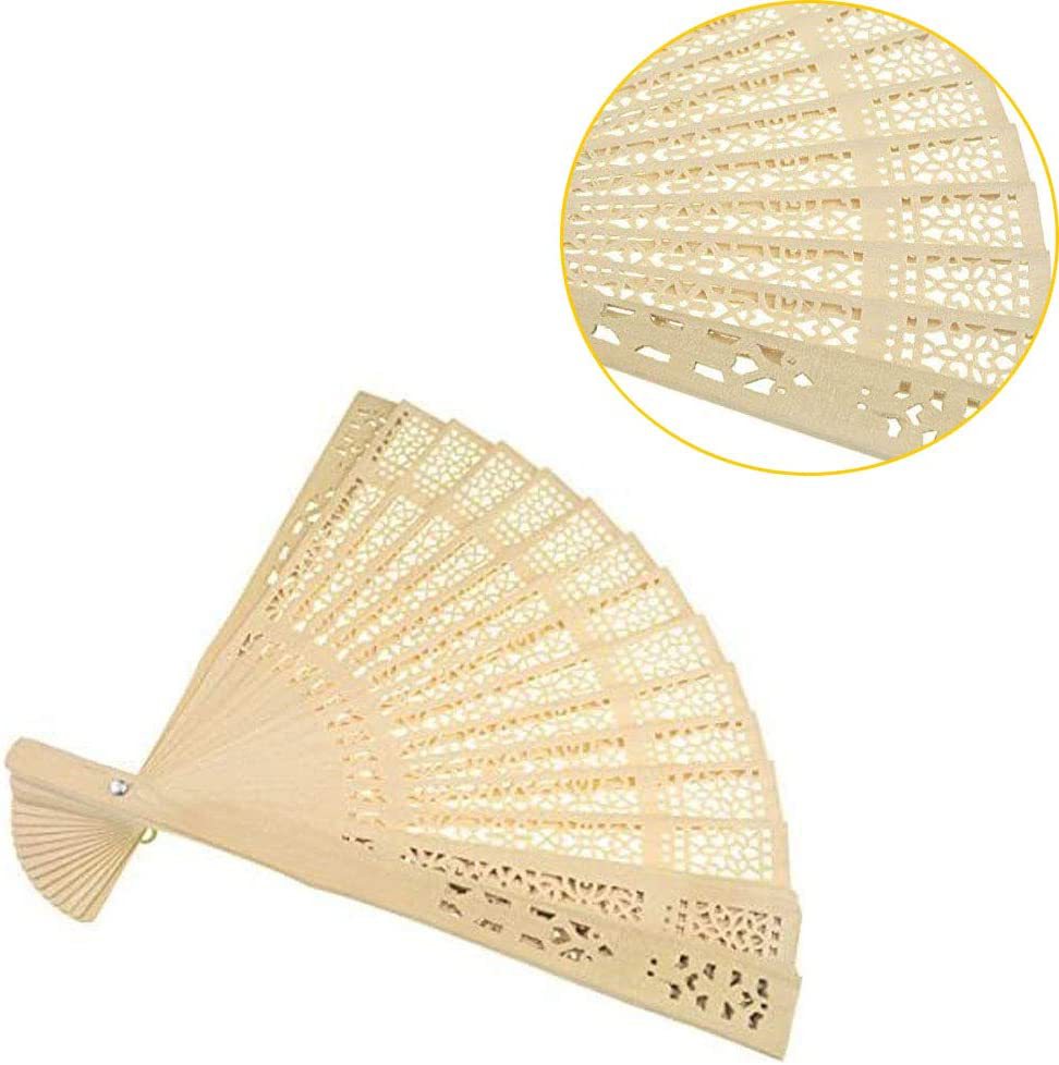 Ladies Decorative Hand Fan Wooden Intricate Cutout Lightweight Portable