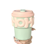 Ladies Drinking Cup with Animal Motif BPA-Free Plastic Spill-Proof Lid and Straw