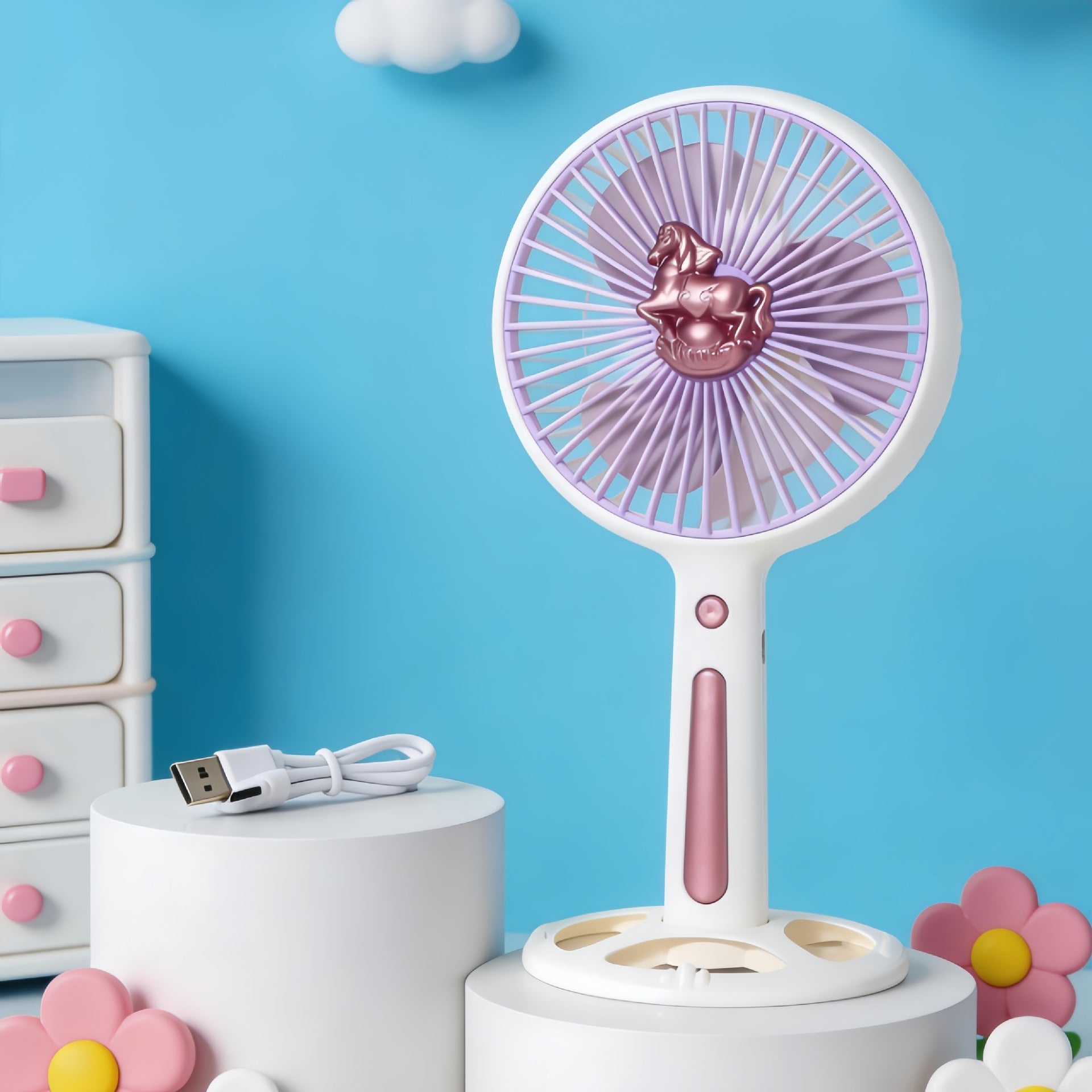 Portable Handheld Fan with Adjustable Tilt USB Rechargeable Lightweight Quiet Operation