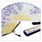 Women Handcrafted Paper and Wood Fan with Floral Design Elegant Portable Accessory