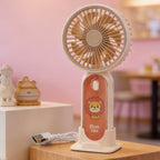 Portable Handheld Fan with Cute Lion Design USB Rechargeable Lightweight Personal Fan