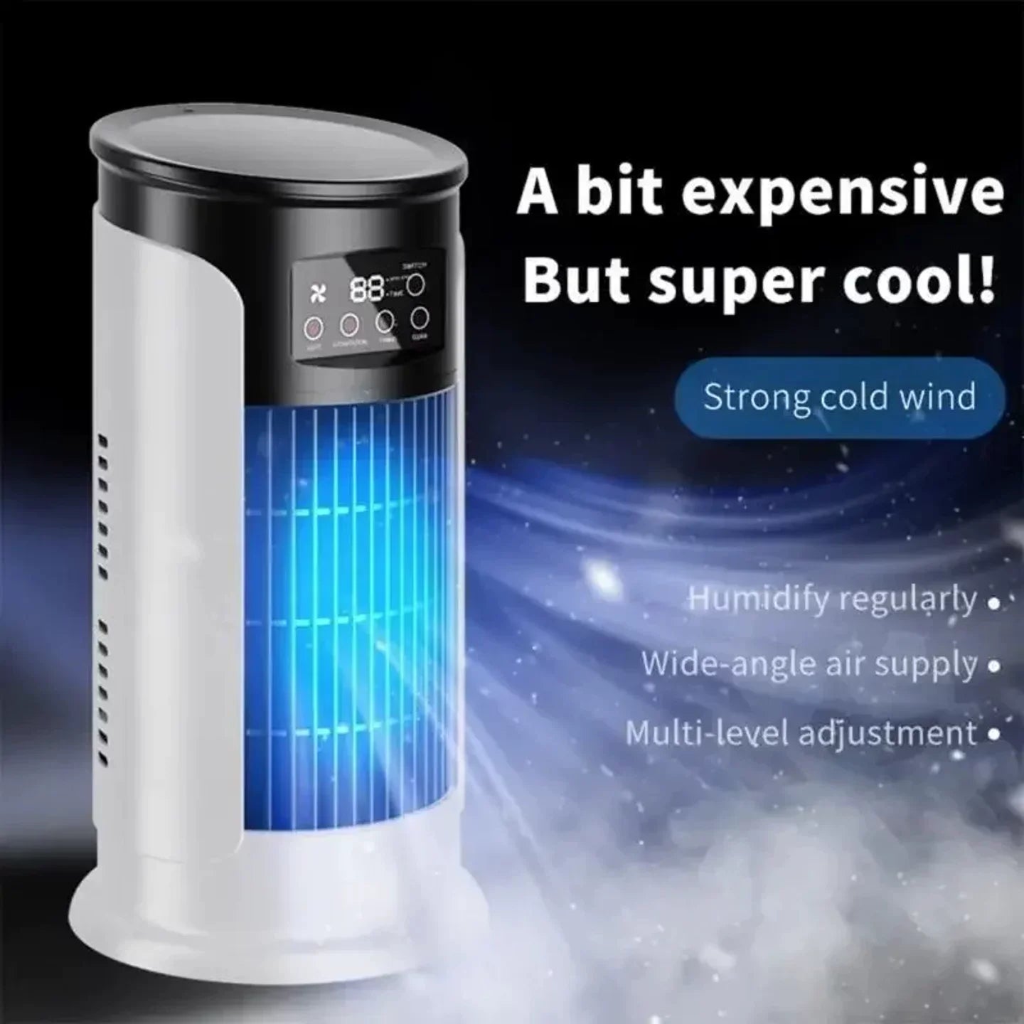 Portable Tower Evaporative Air Cooler with LED Touch Display and Smart Timer