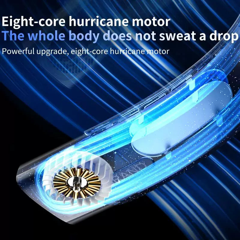 Rechargeable U-Shaped Neck Fan Bladeless Dual Air Outlets Whisper-Quiet Motor Unisex One Size