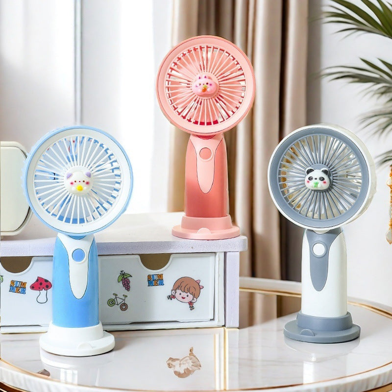 Portable USB Hand Fan for Women with Creative Animal Design Rechargeable Compact Handheld Fan
