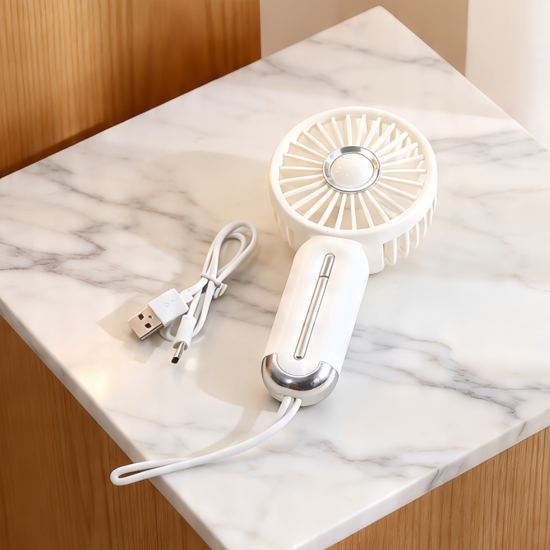 Portable Handheld Fan USB Rechargeable Ergonomic Design Lightweight Personal Cooling Fan