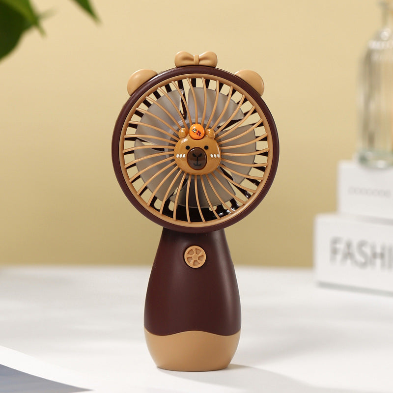 Rechargeable Portable Handheld Fan with Soft Blades and Cute Animal Head Design