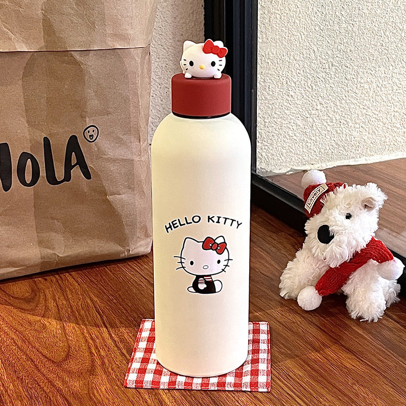 Insulated Water Bottle for Women Double-Walled Eco-Friendly Reusable Bottle with Dog Design and Flip Lid