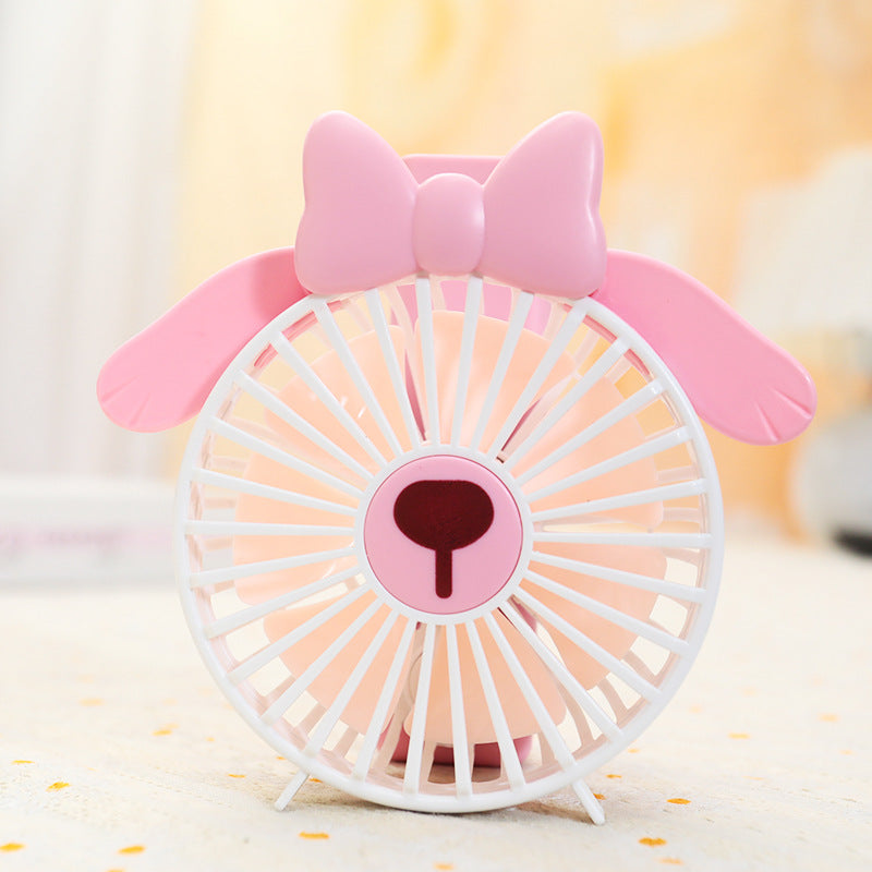 Portable USB Table Fan Compact Quiet Cooling with Bow Decoration for Desk or Nightstand
