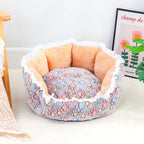 Women's Cozy Pet Bed Soft Fabric Raised Walls Decorative Edge Small Medium Pets