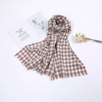 Women's Checked Scarf Soft Lightweight Black and White Cozy Wrap Shawl
