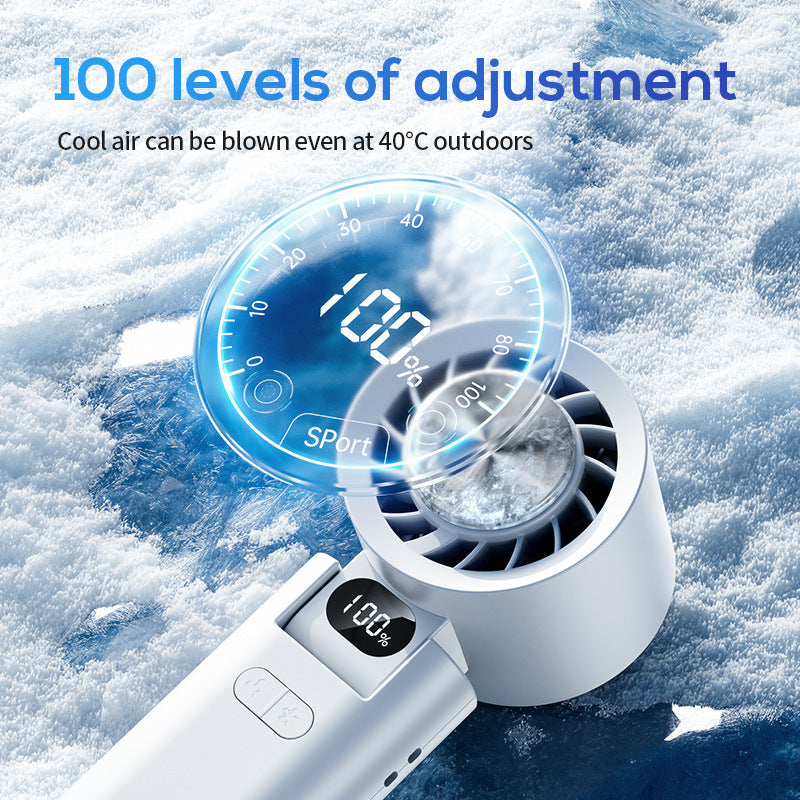 Portable Rechargeable Personal Fan with Digital Display and Multiple Speeds