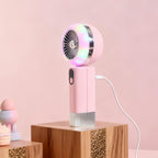 Ladies Portable Hand Fan with LED Display USB Rechargeable Stepless Speed Control Compact Design