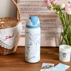 Insulated Water Bottle Double-Walled Leak-Proof Floral Design BPA-Free for Women