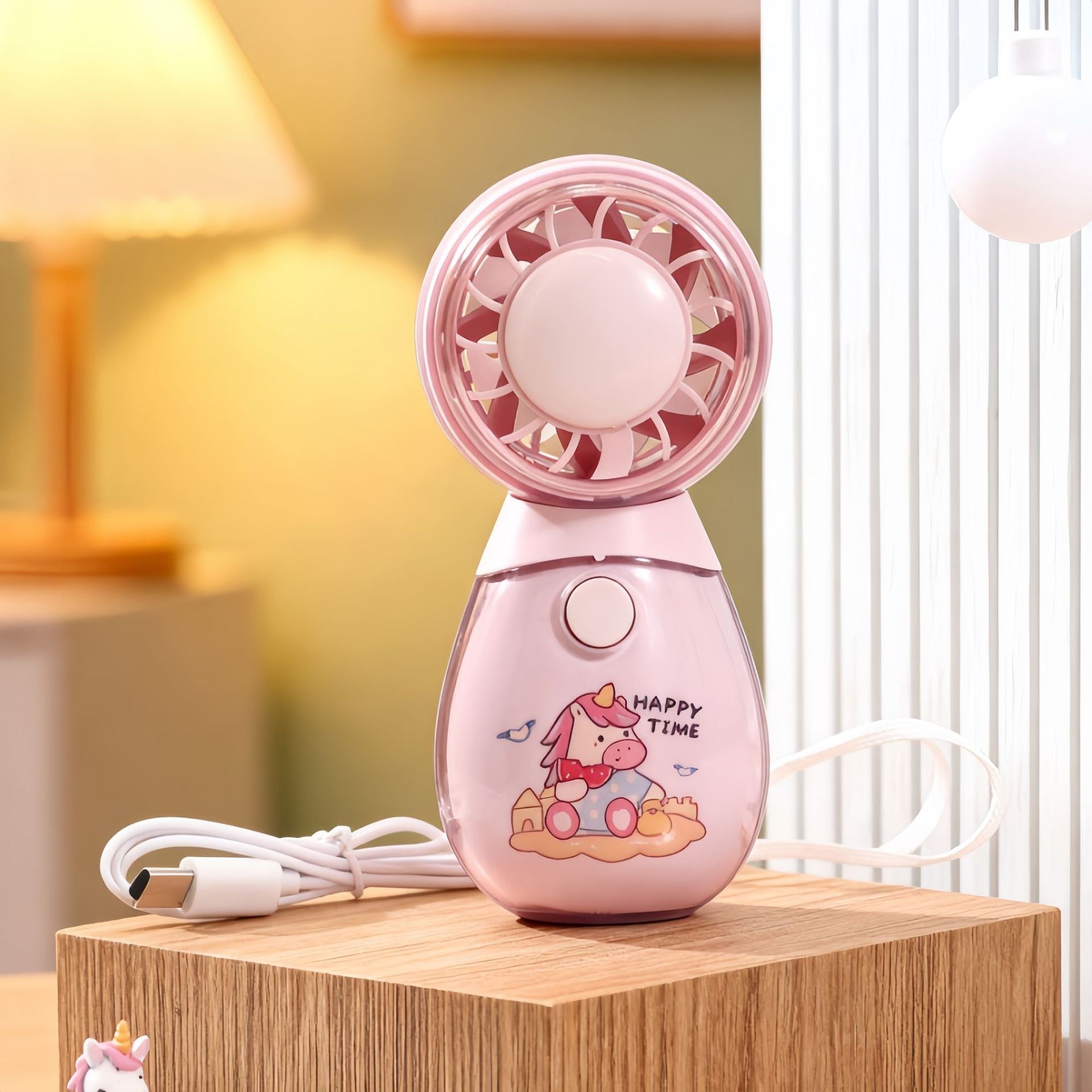 Portable Hand Fan for Women with USB Rechargeable Misting Spray and Cute Bear Design