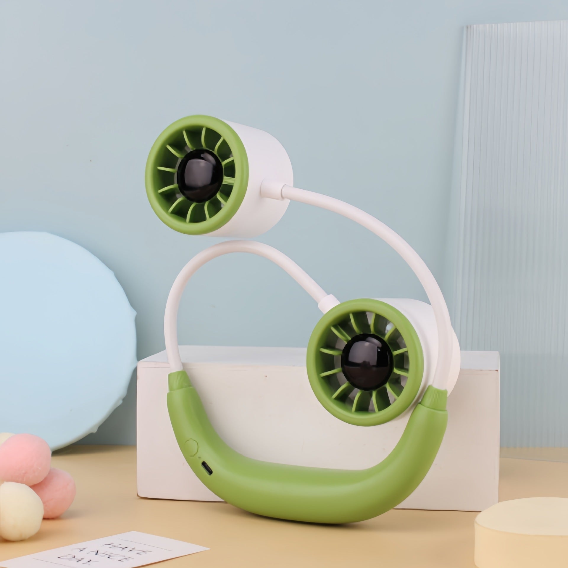 Women's Portable Neck Fan USB Rechargeable Quiet Operation Adjustable Holder Flexible Design