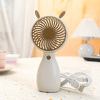 Portable Table Fan Rechargeable Quiet Compact Desk Fan with Cute Ears for Home Office