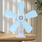 Women's Table Fan Blue Blades Adjustable Speeds Energy-Efficient Motor